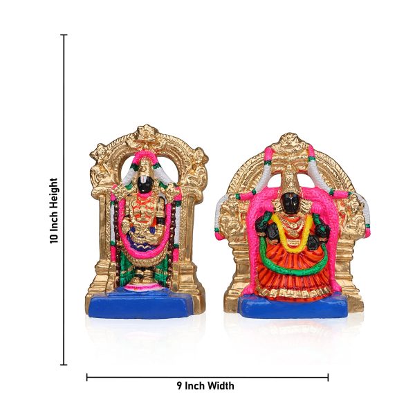 Balaji Perumal Thayar Clay Golu Bommai Pair - 10 x 9 Inches | Giri Golu Doll Navaratri Golu Bomma Gombe Bommai Online