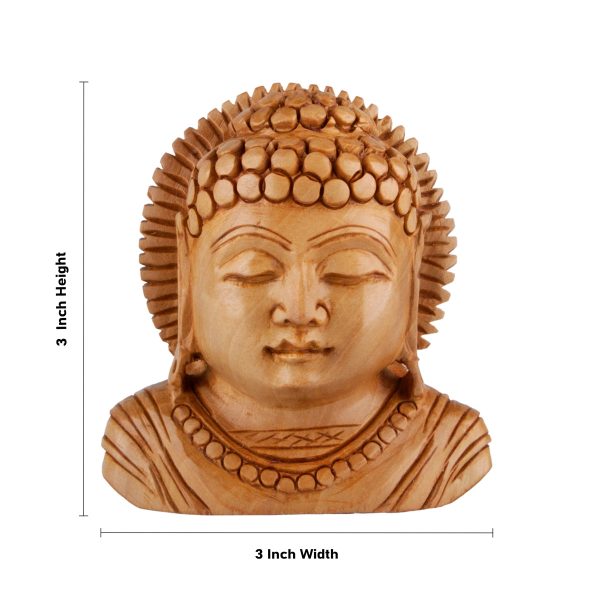 Buddha Bust Statue - 3 x 3 Inches | Wooden Statue  Buddha Idol  Buddha Murti for Pooja Cheap