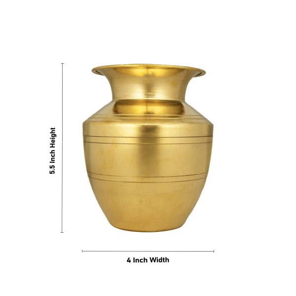 Brass Lota - 5.5 x 4 Inches | Brass Kalash Pot  Iyengar Vaishnav Chombu for Pooja  260 Gms Approx Supply