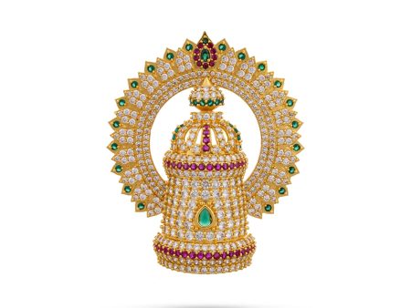 Half Crown With Arch - 4 x 3.5 Inches | Multicolour Stone Perumal Kireedam  Stone Kiridam for Deity For Cheap