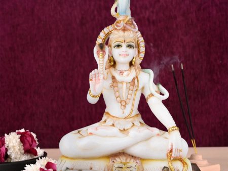 Shivan Statue - 12 x 8 Inches | Marble Murti  Shiv Murti  Painted Shivan Idol for Pooja Fashion