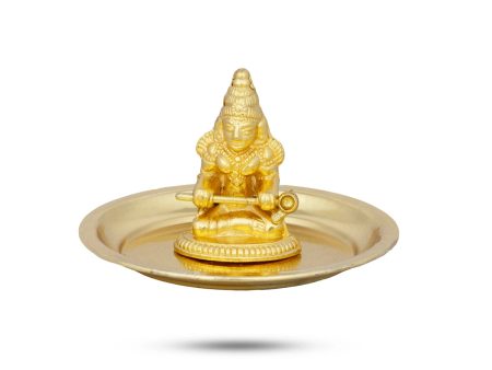 Annapuran Devi Murti With Plate - 2 x 3 Inches | Gold Polish Annapurna Murti  Annapurna Idol for Pooja  60 Gms Fashion