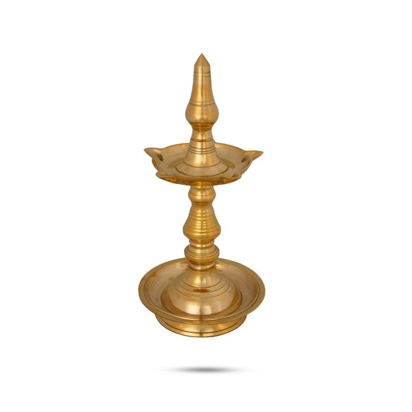 Kerala Lamp - 12 x 5.5 Inches | Brass Nilavilakku  Brass Kuthu Vilakku  Fancy Lamp for Pooja  1.160 Kgs Approx Sale