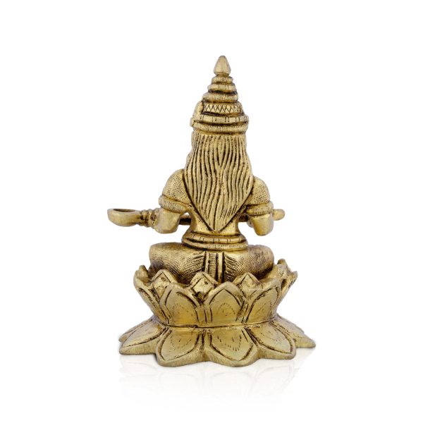 Annapurna Devi Sitting On Lotus Flower - 4 x 2.75 Inches | Antique Brass Idol  Annapurna Murti for Pooja  740 Gms Supply