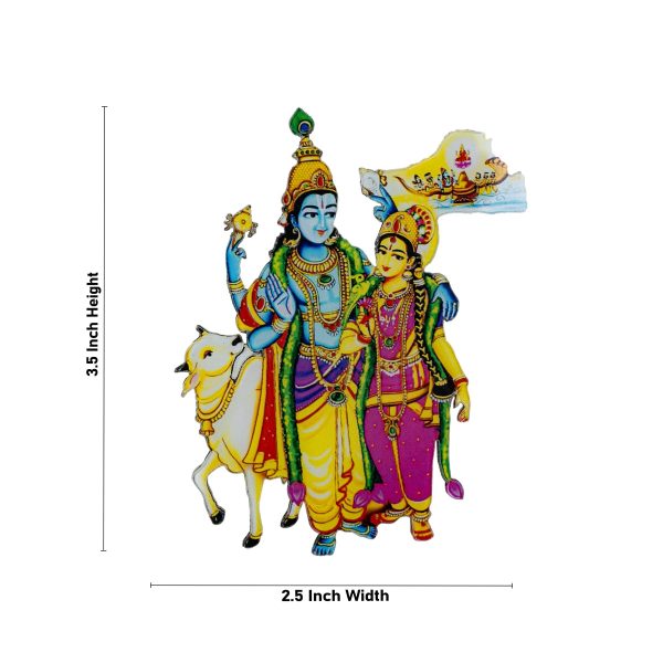 Cow Radha Krishna Fridge Magnet - 3.5 x 2.5 Inches | Radha Krishna With Cow Photo Magnet  Picture Magnet for Home Sale