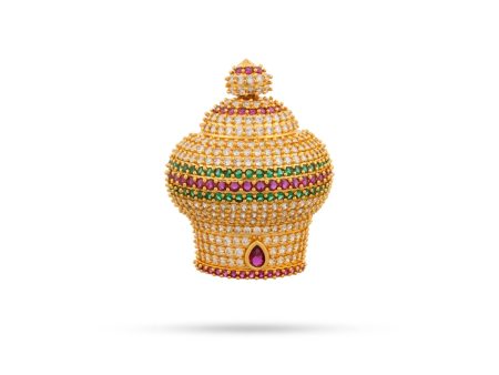 Half Crown - 2.5 x 2 Inches | Multicolour Stone Vairamudi Kireedam  Stone Mukut for Deity For Sale