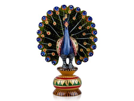 Chatter Peacock Statue - 5 x 3.75 Inches | Painted Peacock Idol  Wooden Statue for Home Decor For Cheap