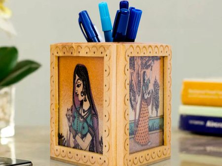 Wooden Pen Stand - 3.5 x 3 Inches | Pen Holder for Desk Online now