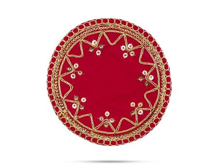 Pooja Thali Cover - 5 Inches | Embroidery Design Puja Thali Cover  Thali Cover for Pooja Online Sale