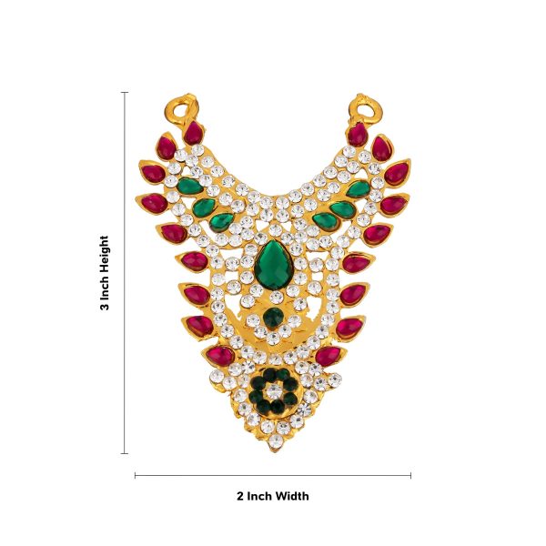 2 Step Stone Necklace - 3 x 2 Inches | 2 Step Haram  Multicolour Stone Jewellery for Deity Fashion