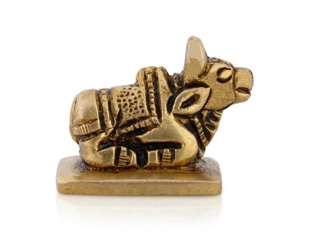 Nandi Statue With Base - 1 x 1.5 Inches | Antique Brass Idol  Nandhi Statue for Pooja  80 Gms Approx Sale