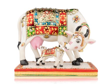 Cow And Calf Statue - 5.5 x 6.5 Inches | Resin Statue  Painted Cow And Calf Idol for Home Decor Online