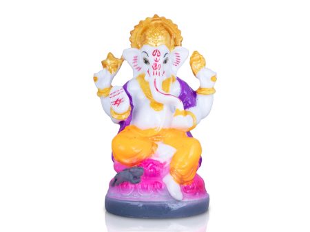 Ganesh Murti Sitting On Lotus - 4.5 x 2.5 Inches | Marble Murti  Ganpati Murti  Ganesh Idol for Pooja Sale