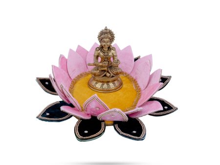 Artificial Flower Deity Stand - 4 x 15 Inches | Velvet & Lotus Design Pooja Aasan  Decorative Lotus Peedam for Deity Cheap