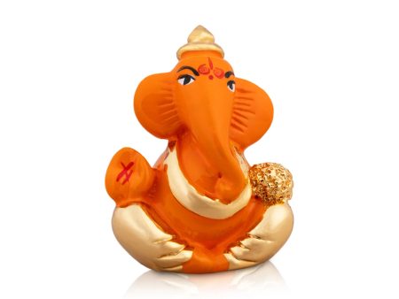 Ganesh Murti - 1.5 x 1.25 Inches | Metal Gold Polish Ganpati Murti  Sitting Vinayaka Statue for Pooja Hot on Sale