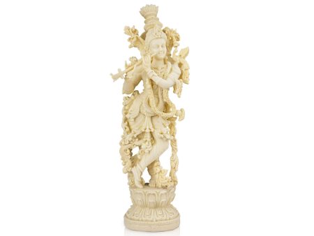 Krishna Murti - 15 x 4 Inches | Marble Dust Murti  Standing Krishna Statue for Pooja For Cheap