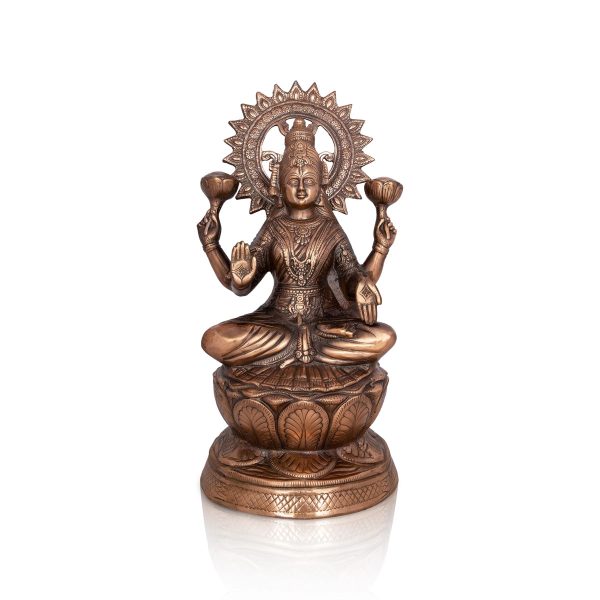 Lakshmi Idol Sitting On Lotus - 24 x 12 Inches | Copper Oxidised Laxmi Idol  Laxmi Murti for Pooja  4.340 Kgs Hot on Sale