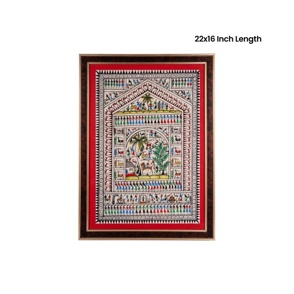 Pattachitra Painting Frame - 22 x 16 Inches | Tribal Design Hand Painted Frame  Patachitra Painting for Home Online now