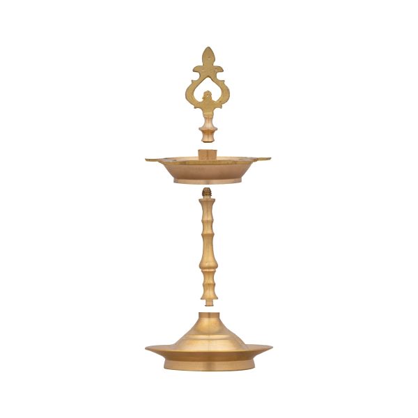 Brass Lamp - 8 x 3.5 Inches | Brass Diya  Karaikudi Pirai Design Vilakku for Pooja  300 Gms Approx Fashion