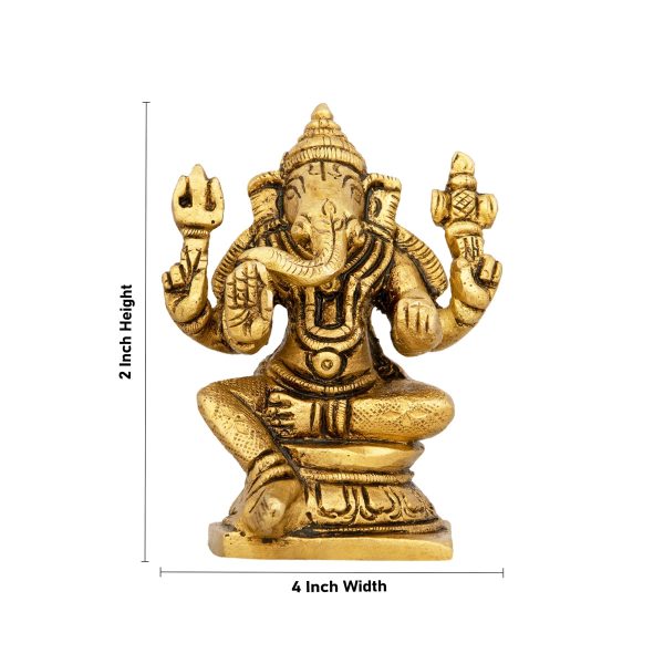 Ganesh Murti - 2 x 4 Inches | Antique Brass Idol  Sitting Ganpati Murti for Pooja  250 Gms Approx Online Hot Sale