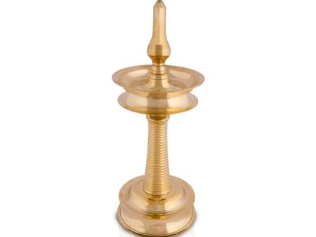 Kerala Vilakku - 16 Inches | 5 Face Nilavilakku  Brass Kerala Lamp for Pooja For Sale