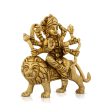 Durga Idol Sitting On Lion - 4.5 x 4 Inches | Antique Brass Idol  Durga Murti With Eight Hands for Pooja Online Sale