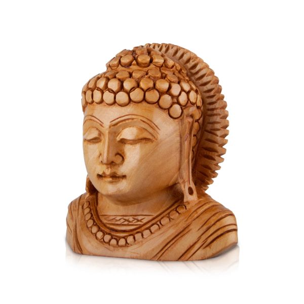 Buddha Bust Statue - 3 x 3 Inches | Wooden Statue  Buddha Idol  Buddha Murti for Pooja Cheap