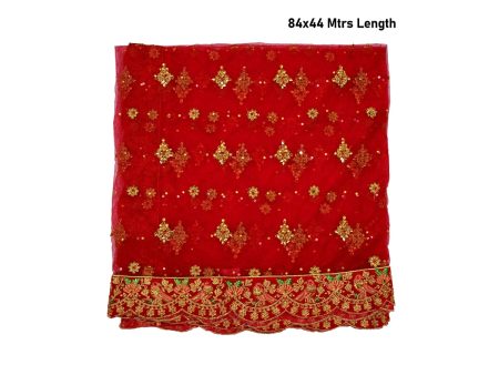 Mata Chunri - 84 x 44 Inches |Jari Embroidery Design Mata Chunari  Net Cloth Mata Rani Chunri Shawl for Deity For Discount