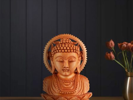 Buddha Bust Statue With Base - 5 x 4.5 Inches | Wooden Statue  Buddha Idol  Buddha Murti for Pooja Online Sale