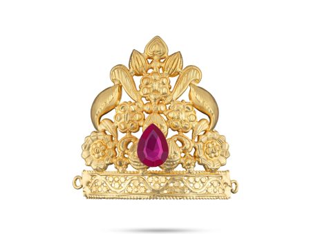 Half Crown - 2.75 x 2.5 Inches | Gold Polish Half Kireedam  Single Stone Kiridam  Mukut for Deity Decor on Sale