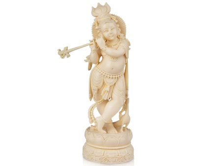 Krishna Murti - 12 x 3.5 Inches | Marble Dust Murti  Krishna Statue for Pooja on Sale