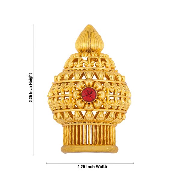 Half Vairamudi Crown - 2.25 x 1.25 Inches | Gold Polish With Single Stone Half Kireedam  Half Mukut for Deity Online Sale