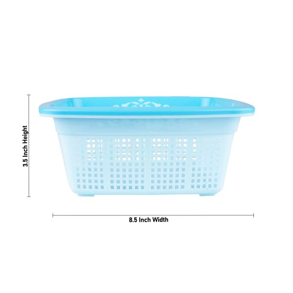 Kitchen Basket - 3.5 x 8.5 Inches | Plastic Basket  Fruits Basket  Square Shape Storage Basket for Home Online now