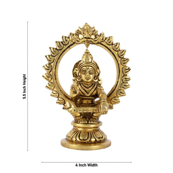 Ayyappan Statue With Arch - 5.5 x 4 Inches | Antique Brass Idol  Ayyappa Idol for Pooja  695 Gms Approx Fashion