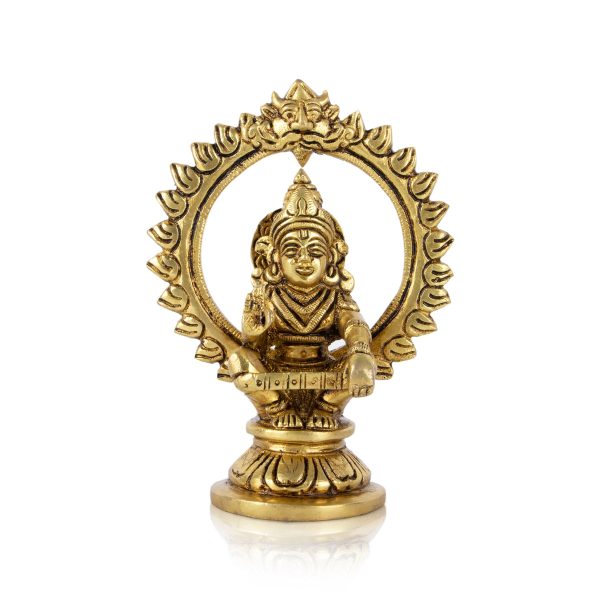 Ayyappan Statue With Arch - 5.5 x 4 Inches | Antique Brass Idol  Ayyappa Idol for Pooja  695 Gms Approx Fashion