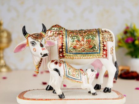 Cow And Calf Statue - 7 x 9 Inches | Resin Statue  Painted Cow And Calf Idol for Home Decor on Sale