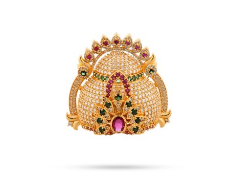 Half Crown With Arch - 2 x 2.25 Inches | Multicolour Stone Kiridam  Stone Kireedam for Deity For Discount