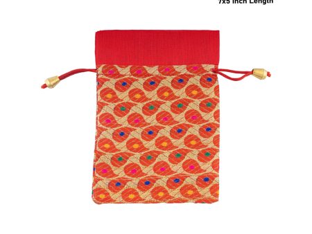 Thamboolam Bag Set - 7 x 5 Inches | 5 Pcs  Brocade Material Potli Bag  Tambula Bag for Wedding  Assorted Colour Discount