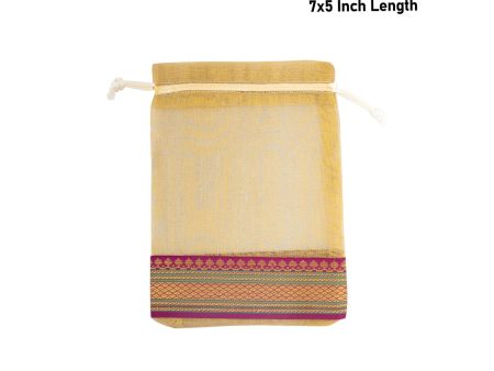 Thamboolam Bag Set - 7 x 5 Inches | 5 Pcs  Jari Border Design Potli Bag  Tambula Bag for Wedding  Assorted Colour Discount