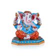 Ganesh Murti - 5 x 5 Inches | Aluminium Vinayagar Statue Sitting On Chowki  Painted Ganpati Murti for Pooja Online Sale