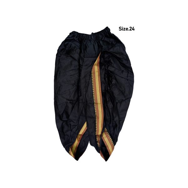 Readymade Panchakacham - Size 24 | Black Colour With Gold Border Design Readymade Dhoti  Panchakajam for Children Cheap