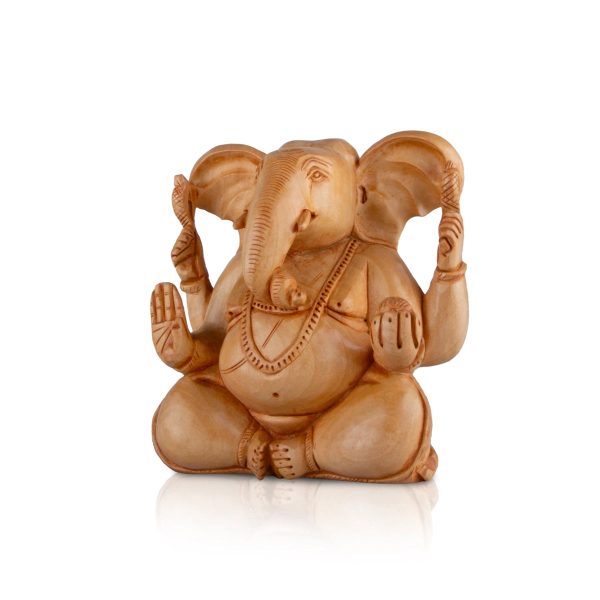 Big Ear Ganesh Murti - 4 x 4 Inches | Ganapati Idol  Wooden Statue  Vinayagar Statue for Home Decor For Sale