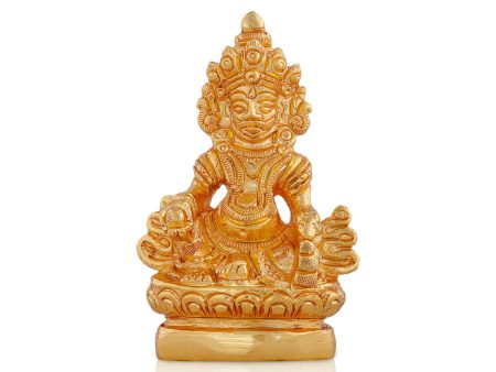 Kuber Statue Sitting On Flower Base - 3.5 x 2 Inches | Gold Polish Kubera Statue  Kuber Murti for Pooja  320 Gms For Discount