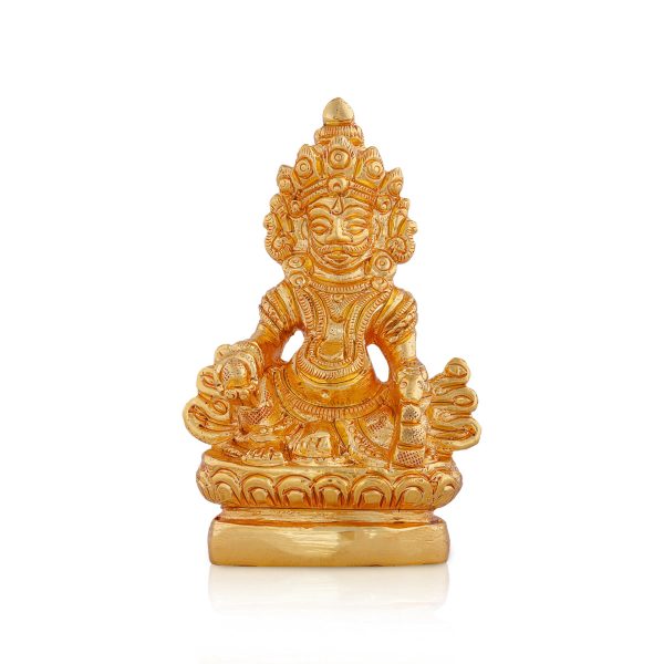 Kuber Statue Sitting On Flower Base - 3.5 x 2 Inches | Gold Polish Kubera Statue  Kuber Murti for Pooja  320 Gms For Discount