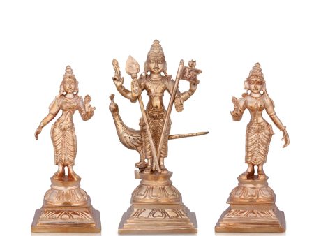 Murugan Valli Deivanai Statue Set - 5 x 2 Inches | Panchaloha Statue\ Murugan Valli Deivanai Idol for Pooja For Discount