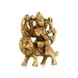 Durga Idol Sitting On Lion With 8 Hands - 2.5 x 2.5 Inches | Antique Brass Idol  Durga Statue for Pooja  120 Gms Discount