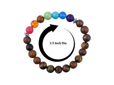 Tiger Eye 7 Chakra Bracelet - 2.5 Inches | Semi Precious Stone Bracelet  Tiger 7 Chakra Bracelet for Men & Women Sale