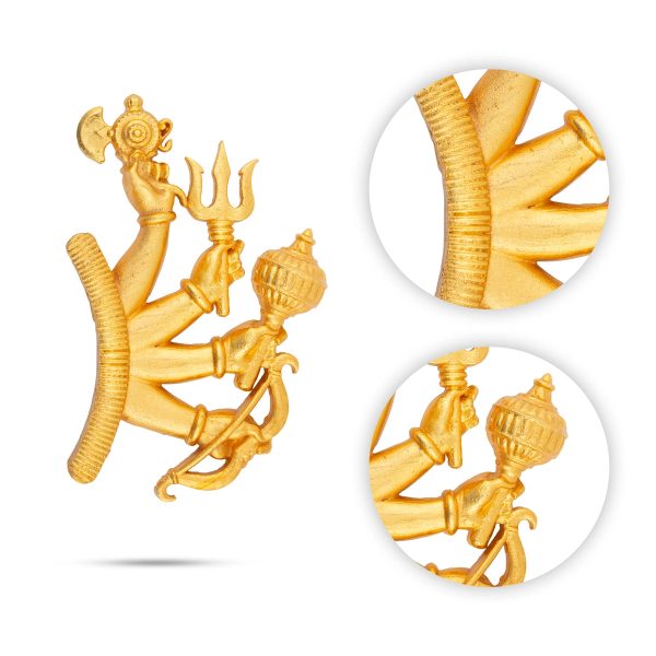 Hand With Astras - 4 x 2.5 Inches | Swamy Alangaram  Gold Polish Hand With Weapon for Deity Cheap