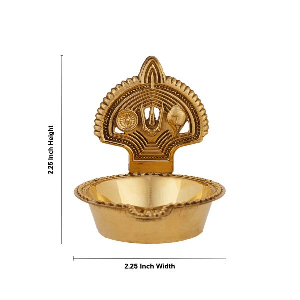 Shanku Chakra Namam Deepam - 2.25 x 2.25 Inches | Brass Lamp  Brass Deepam  Shanku Chakra Namam Diya for Pooja For Sale