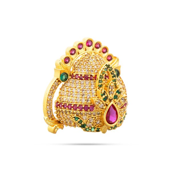 Half Crown - 1 x 1.25 Inches | Multicolour Stone Half Kireedam  Half Mukut  Half Kiridam for Deity For Cheap